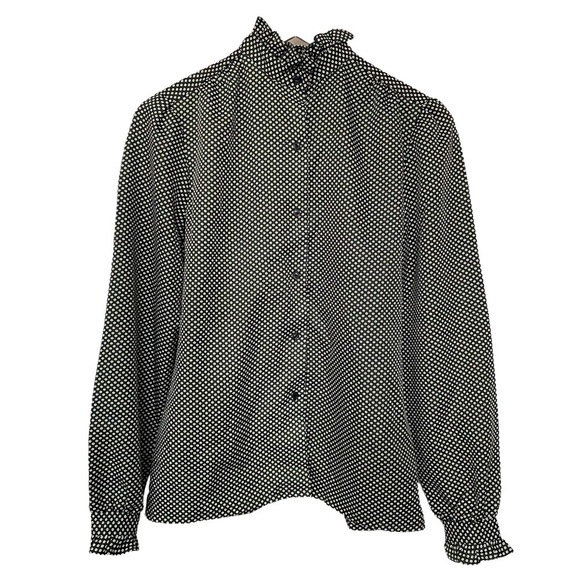 Vintage Womens Blouse By Elles Belles Small Black - Picture 1 of 4